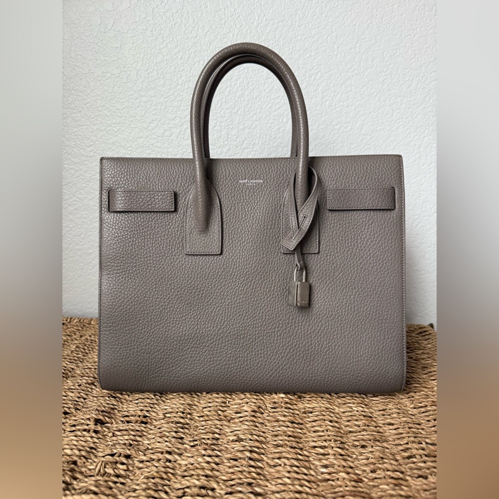Saint Laurent Gray Leather Tote Bag